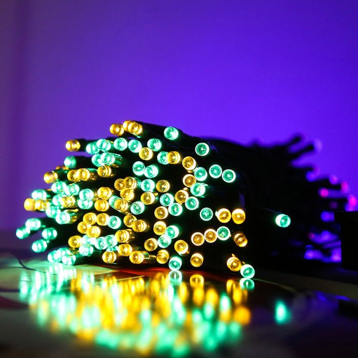 Соларни коледни лампички 12 метра , 100 лампи  5 програми , 4 цвята по