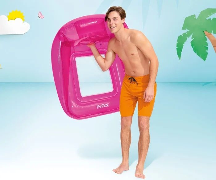 Надуваемо кресло Intex, мрежесто дъно, 104 х 102 см, PVC, флуоресцентн