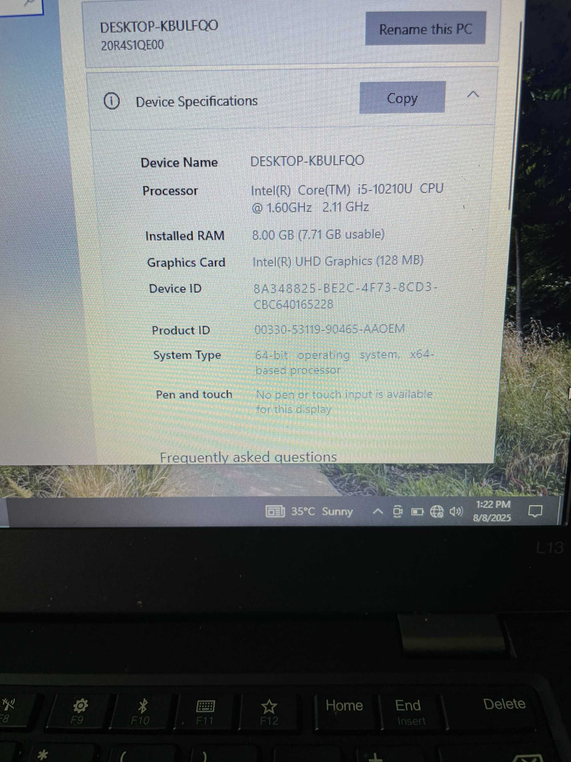 Lenovo ThinkPad L13 - i5-10210U, 8GB RAM, 256GB NVMe PCle SSD M.2