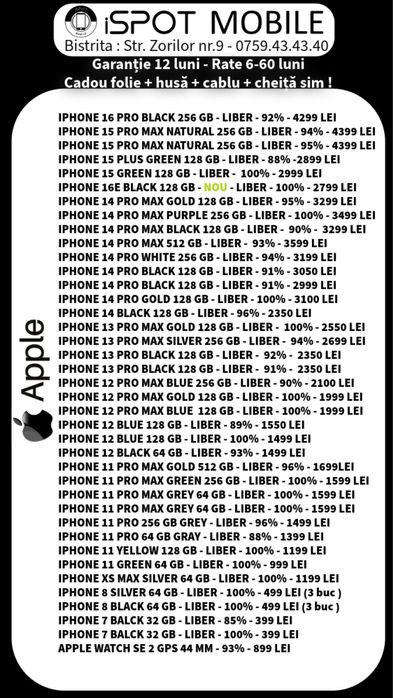 ‼️Ofertă•Telefoane-Garantie 12 luni - RATE ONLINE - Stoc a doua poză!