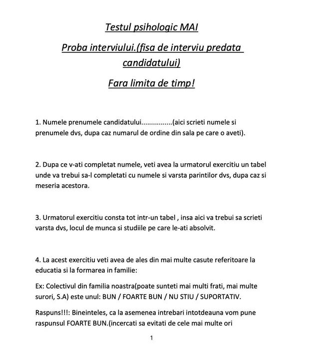 Pachet Complet Pregătire Proba Psihologică: MAI, ANP, ISU, MApN, etc.