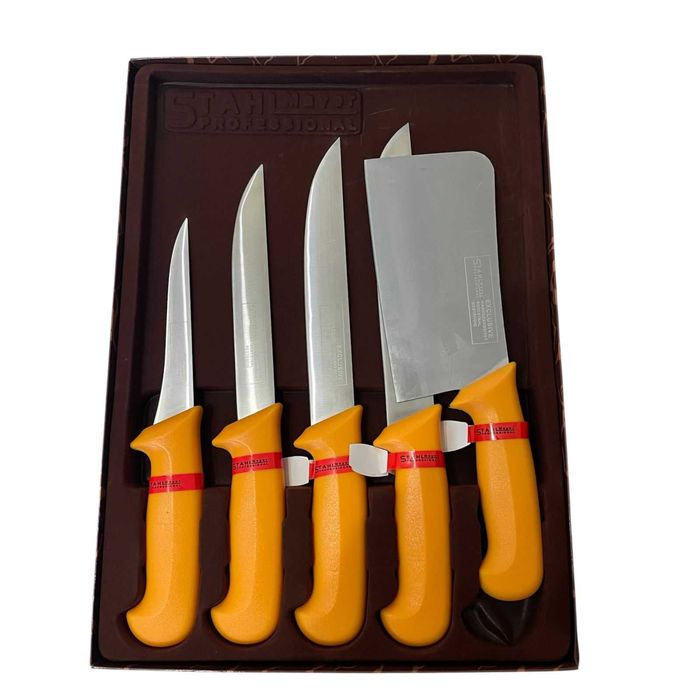 Комплект професионални месарски ножове 5 броя STAHLMAYER +сатър+брус