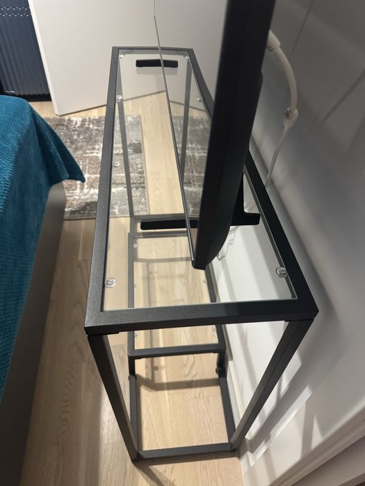 Vand Consola Daria din sticla si metal culoare negru 100 cm