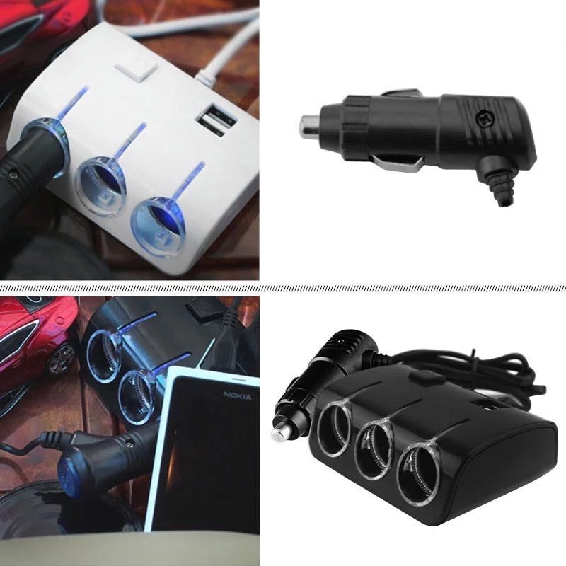 LED ТРОЕН Разклонител за запалка на автомобил 12V с USB зарядно кола