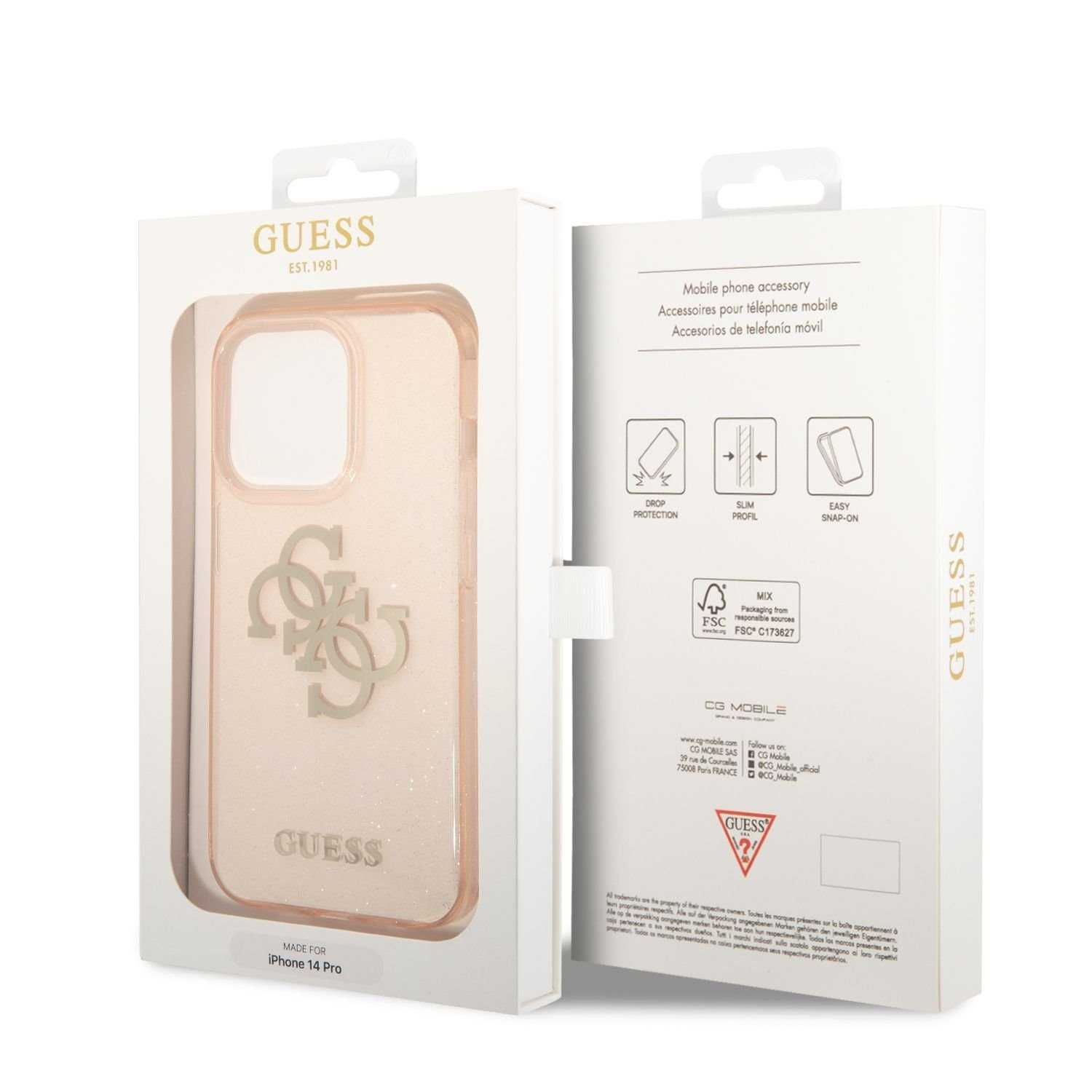 Гръб Guess Big 4G Glitter за iPhone 14 Pro Max, GUHCP14XPCUGL4GGO