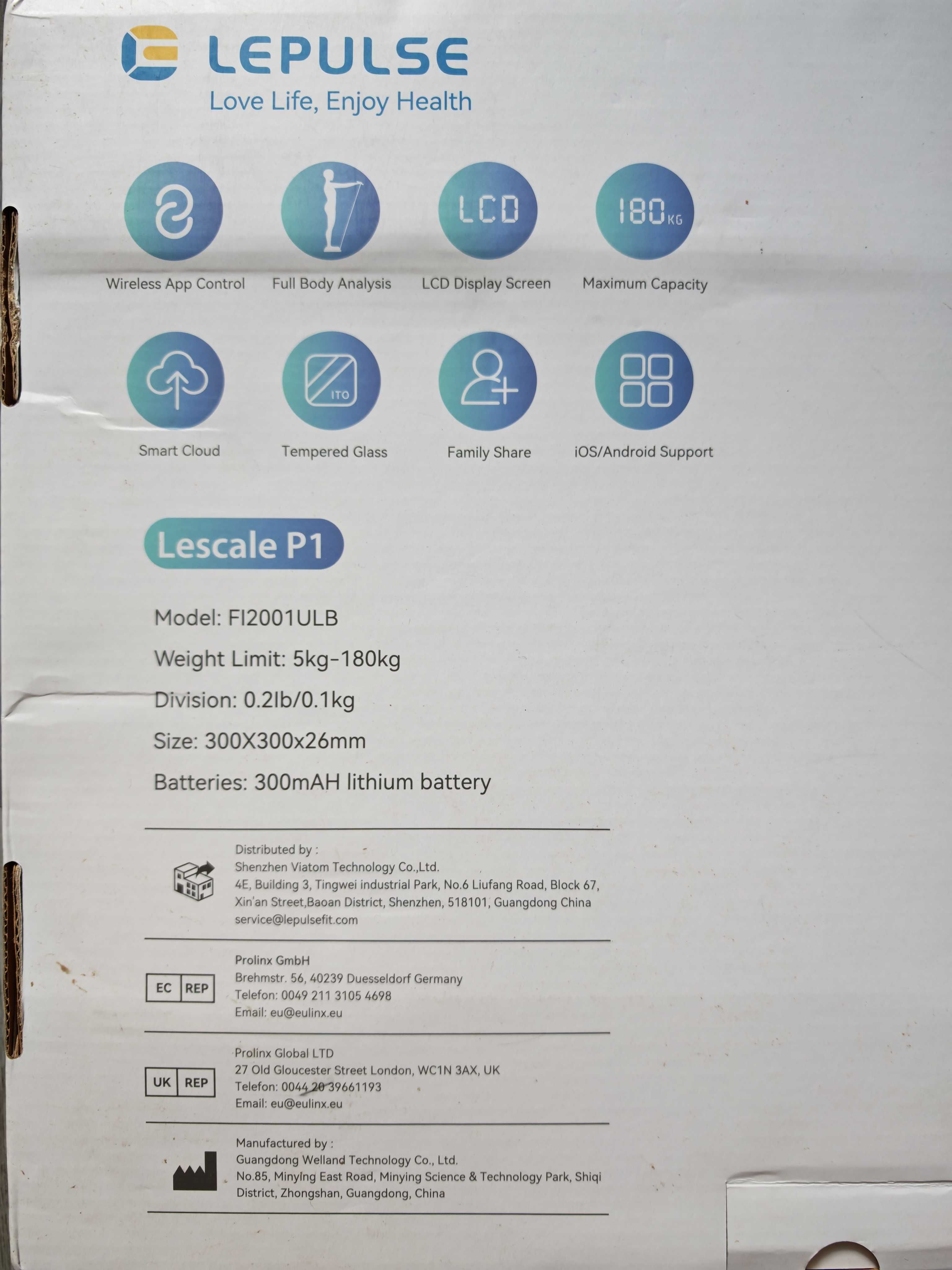 Телесен кантар Lepulse P1, анализ на мускулна маса, 24 профила, 180 кг