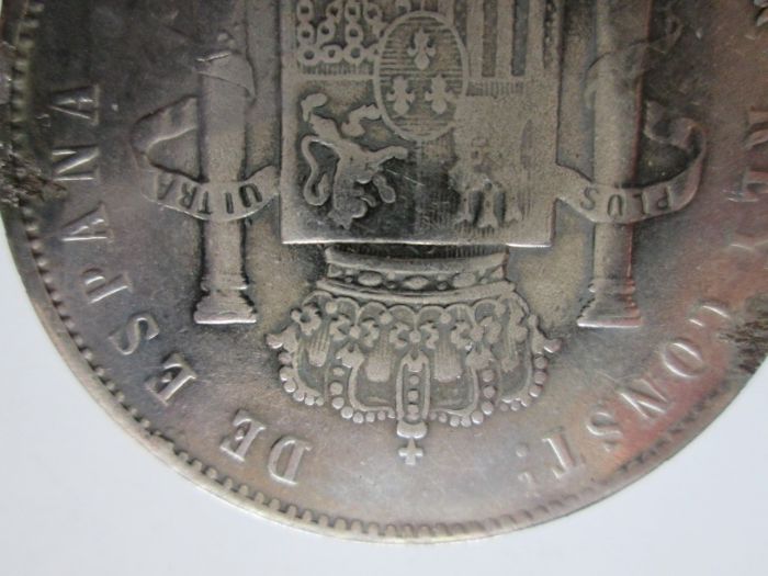 1885 SPAIN,сребърна монета, 5 pesetas