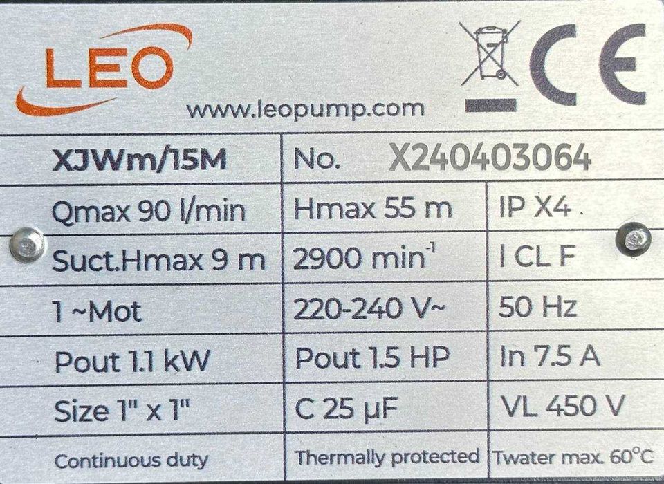 Suv nasos sotiladi самасасиваюший насос 1.1 kw LEO