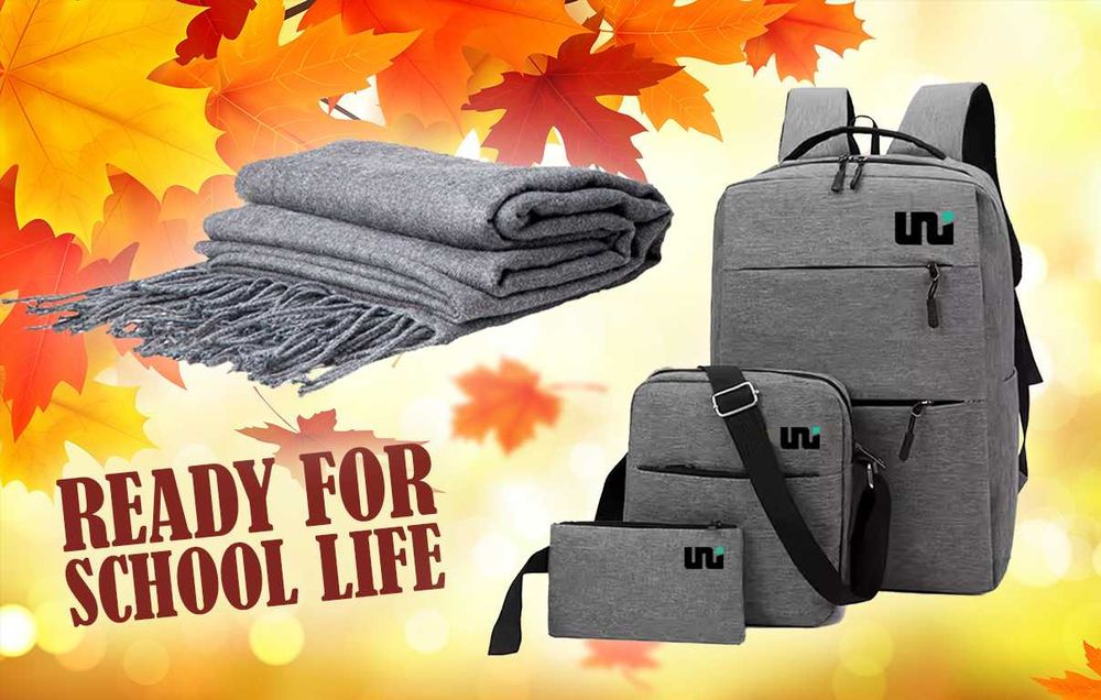 READY FOR SCHOOL - Отново на училище: раница и стилен сив шал