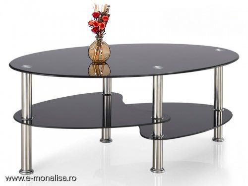 Măsuța de cafea din sticlă neagră
