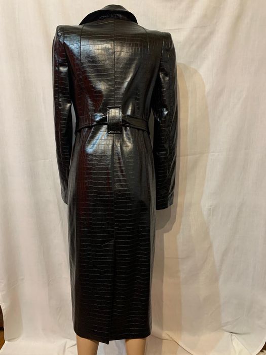 Trench piele croco negru Mangano