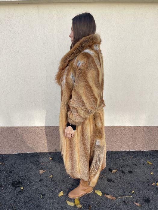Haina din blana naturala de vulpe roscata