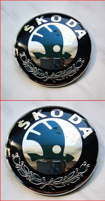 Set 2 embleme Logo Skoda Superb Octavia Rapid Capota Portbagaj 8/9cm