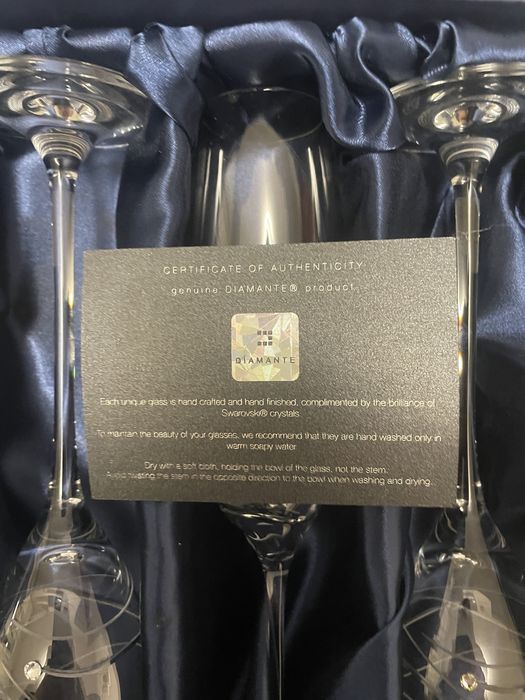 Set 6 pahare sampanie cu cristale