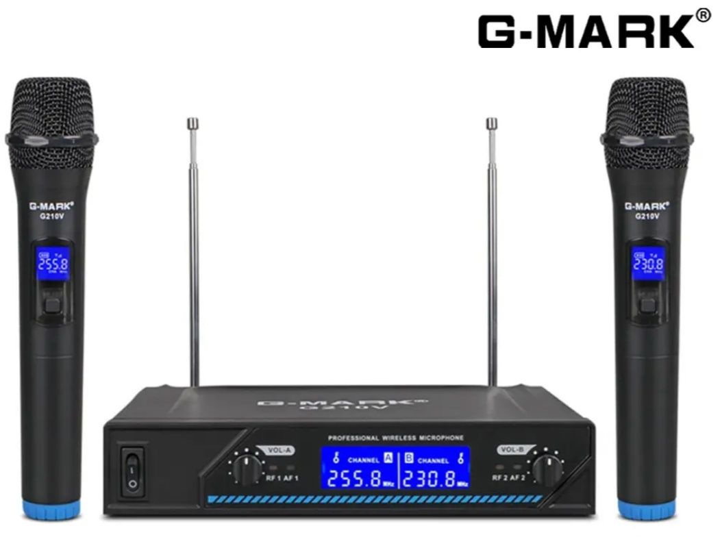 Беспроводной микрофон G-Mark G-210V, 2х канальный VHF
