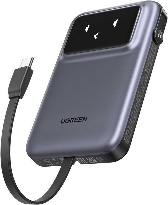 UGREEN UNO 10000mAh 30W Power Bank с вграден кабел