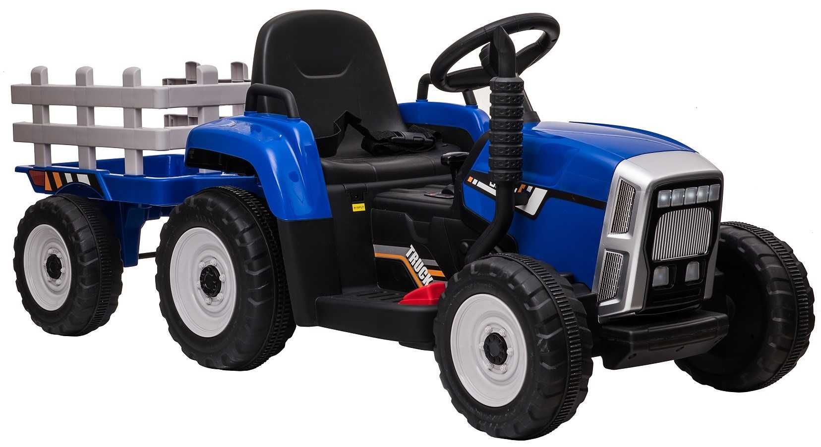 Tractoras electric cu remorca copii 2-6 ani Blow 60W, Roti Moi, Blue