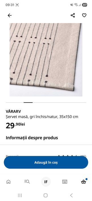 Traversă masa ikea 35 ×150, doua servete masă Primark