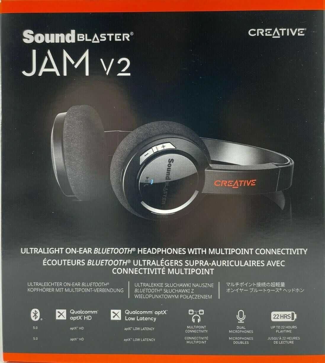 Слушалки CREATIVE Sound Blaster Jam V2 Bluetooth, Черен + Гаранция