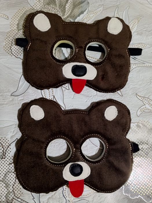 Маска Мишки из велюра, на резинке, с подкладом. Любые маски на заказ.