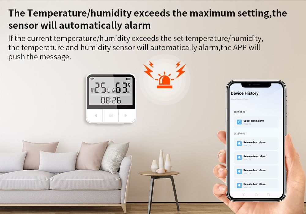 Умный датчик температуры и влажности Tuya Smart WIFI с дисплеем
