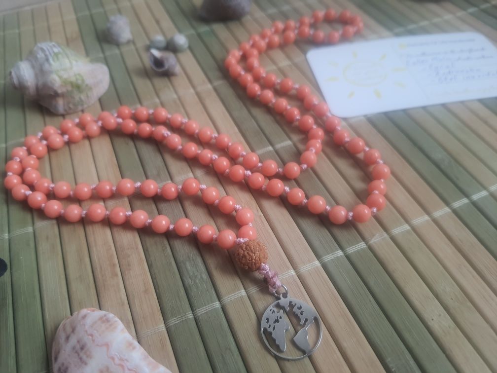 Colier mala 108 margele coral