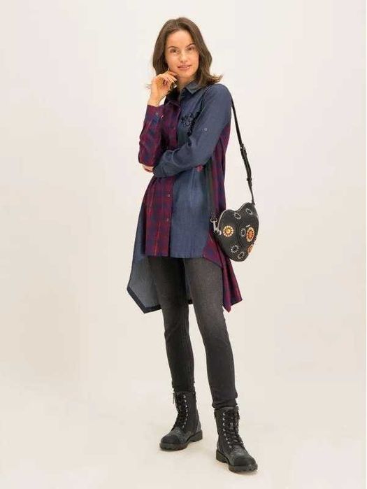 Camasa Desigual lunga asimetrica din denim