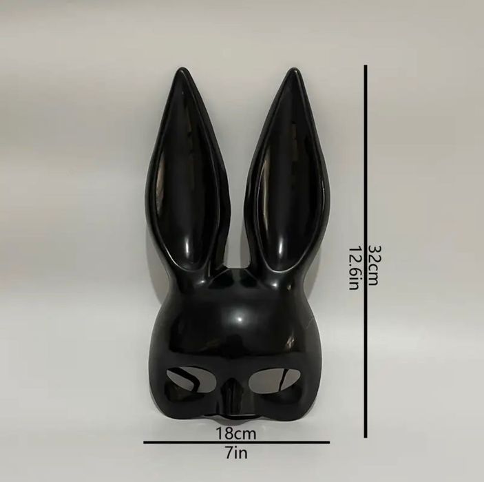 Заешка лъскава маска Черна Нощен клуб Маскарад Хелоуин Парти Маска