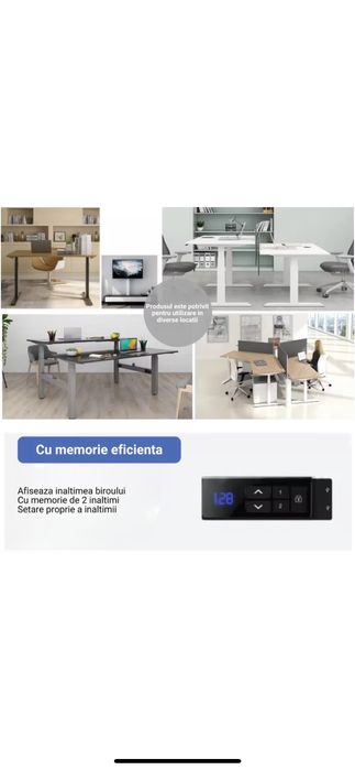 Masa de Birou electrica, inaltime reglabila,2 porturi USB-A si 1 USB-C
