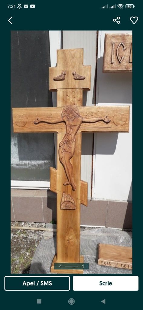 Cruce pentru troita sculptata manual