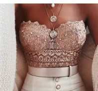 Bustiera  dantela bej cu straduri