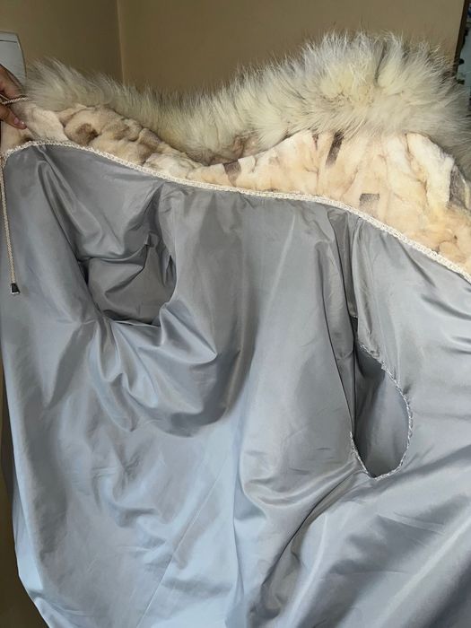 Haină din blană naturală de nurcă – model patchwork S-M