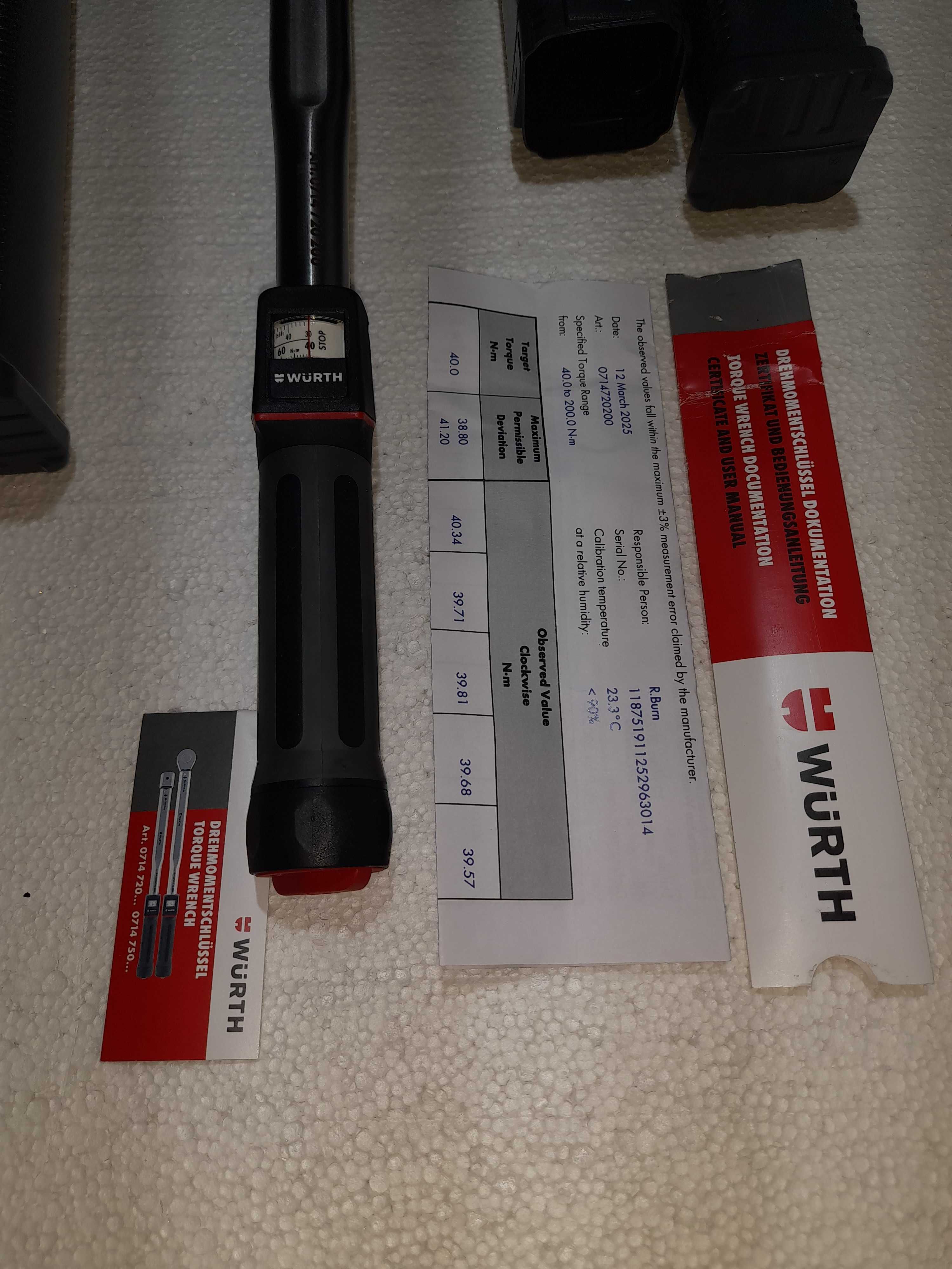 Cheie dinamometrică WÜRTH ZEBRA cuplu de la 20 la 100 Nm