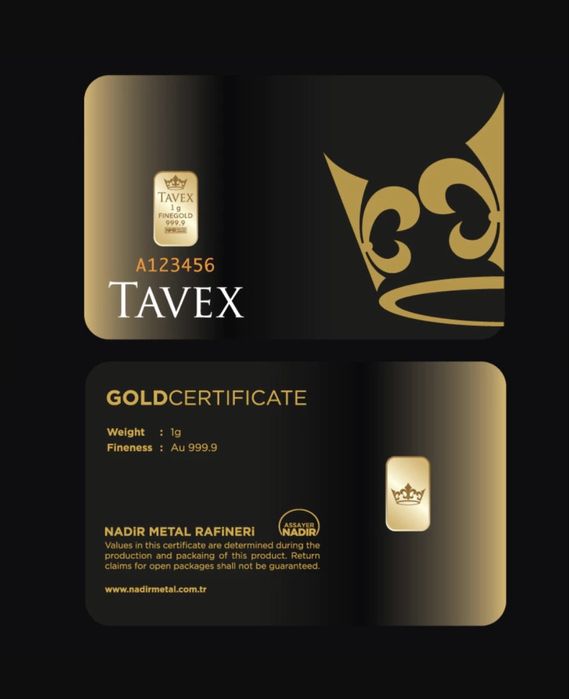 1 грам абонаментно златно кюлче Tavex