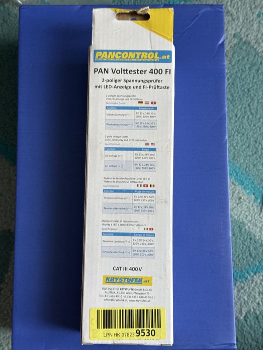 Tester tensiune bipolar cu led 6‐400v ac/dc, fi‐test 30ma tracon