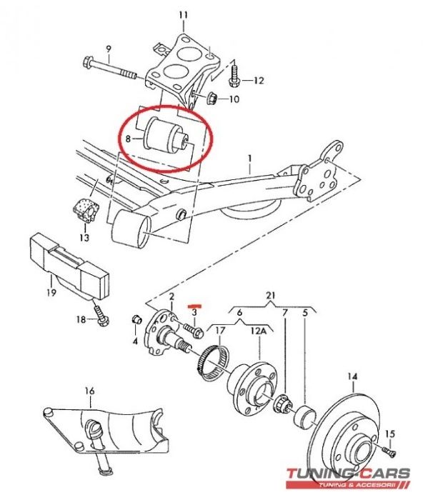 Bucse punte spate poliuretan Audi A3, VW Golf 4, Seat Leon 1M