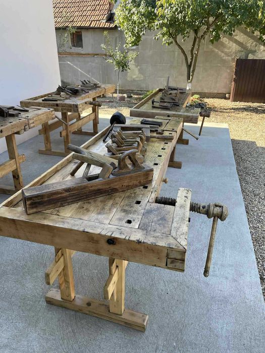 Banc de tamplarie, Masa de lucru rustic din lemn, Decor rustic vechi