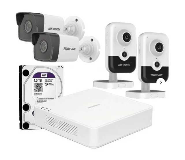 4 IP камеры видеонаблюдения 2мп со звуком