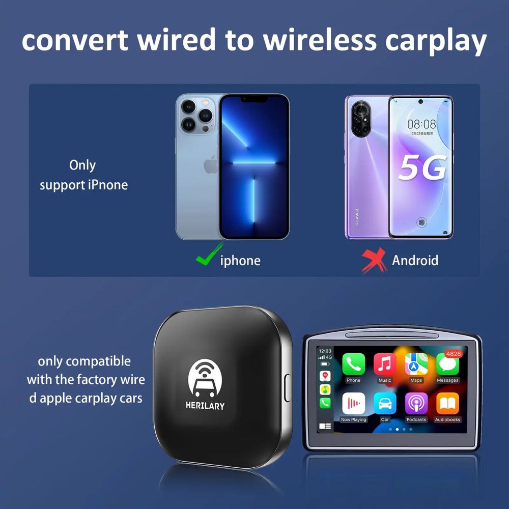 Apple Безпроводен адаптер за Carplay с поддръжка на Wi-Fi и Bluetooth