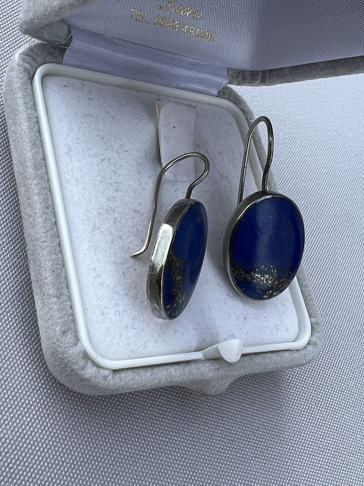 Cercei vintage din argint si lapis lazuli