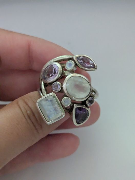 Vand inel argint vintage cu  ametist si piatra lunii