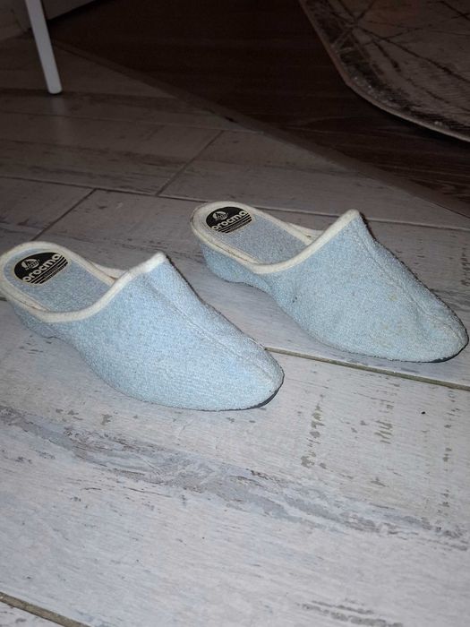 женские домашние тапочки (мули) из махровой ткани светло-голубые 34р