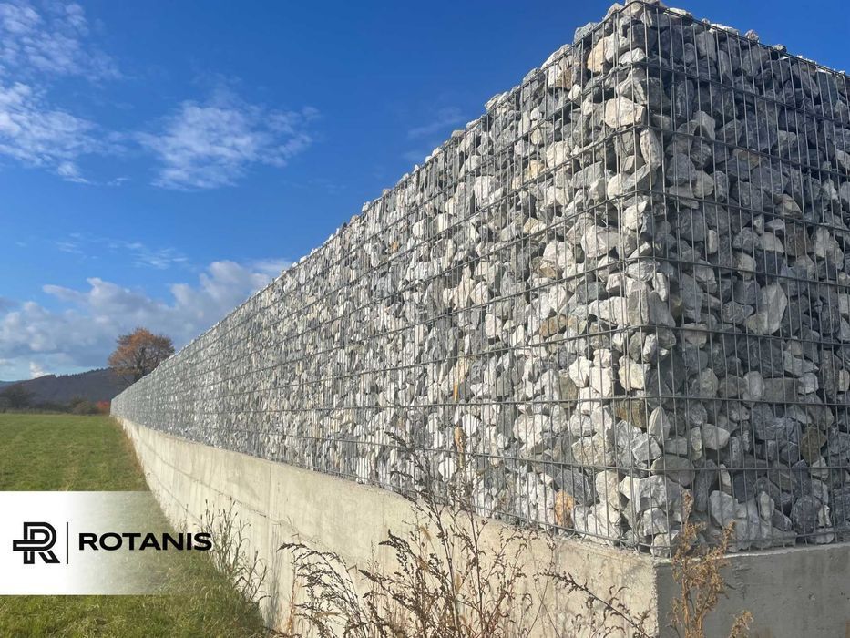 Gard natural piatra + panou tip gabion