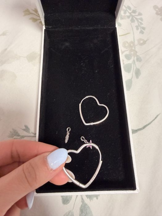 Обеци Пандора с две висулки за закачване