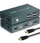 KVM превключвател HDMI 2в1  4K 30Hz с USB 2.0 хъбове с комплект кабели