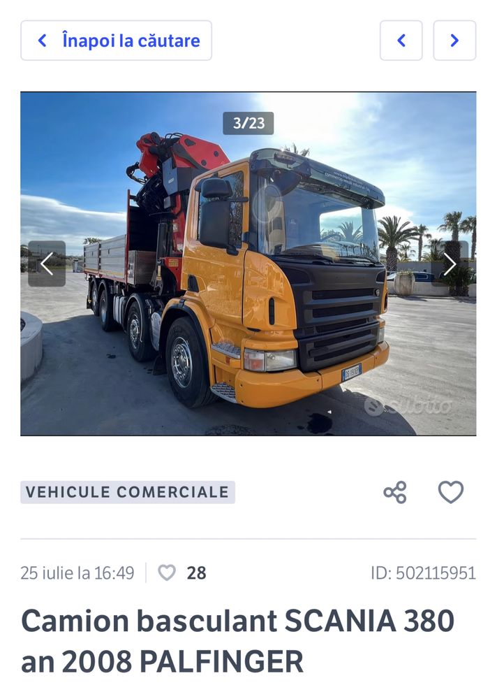 Inchiriez camion basculabil autobasculata 6x4 camion cu macara