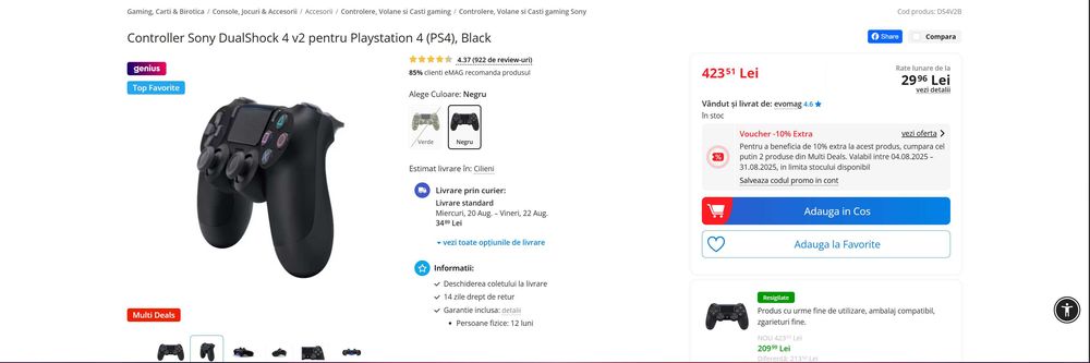 Controller Sony DualShock 4 v2 pentru Playstation 4