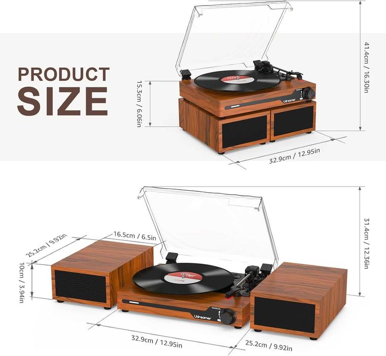 Грамофон Udreamer с 2 двойни стерео високоговорителя