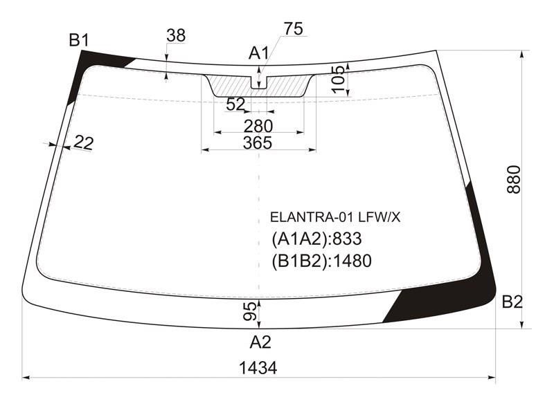 Стекло лобовое  Hyundai Elantra