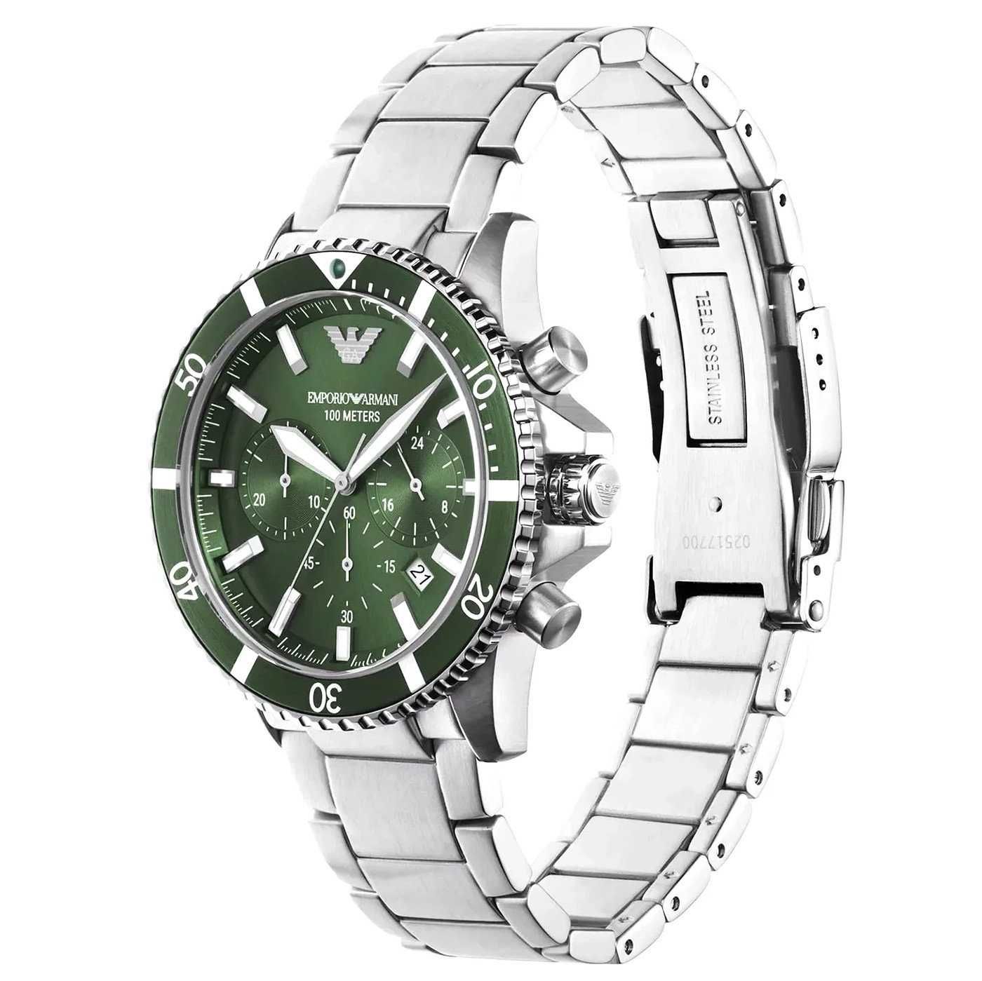 Ceas barbatesc Emporio Armani AR11338 - Argintiu/Verde - Stoc limitat